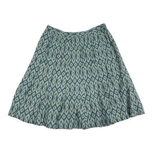 Studio West Blue Ikat Print Large Pleated Cotton Skirt
